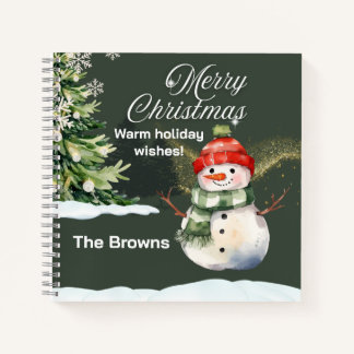 Snowman and Sparkling Tree Christmas Scene Notizbuch