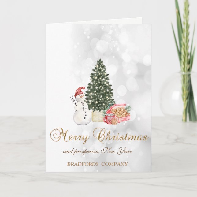 Snowman, Arbre de Noël, Cookies Carte de vacances (Devant)