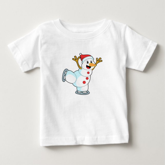 Snowman at Ice Skaten with Ice Skate.PNG Baby T-shirt (Vorderseite)