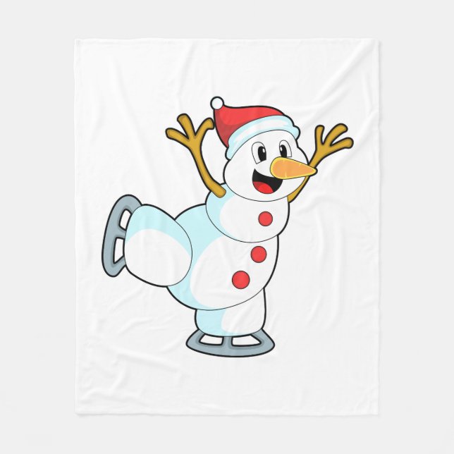 Snowman at Ice Skaten with Ice Skate.PNG Fleecedecke (Vorderseite)
