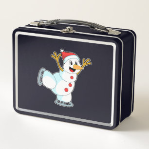 Snowman at Ice Skaten with Ice Skate.PNG Metall Brotdose