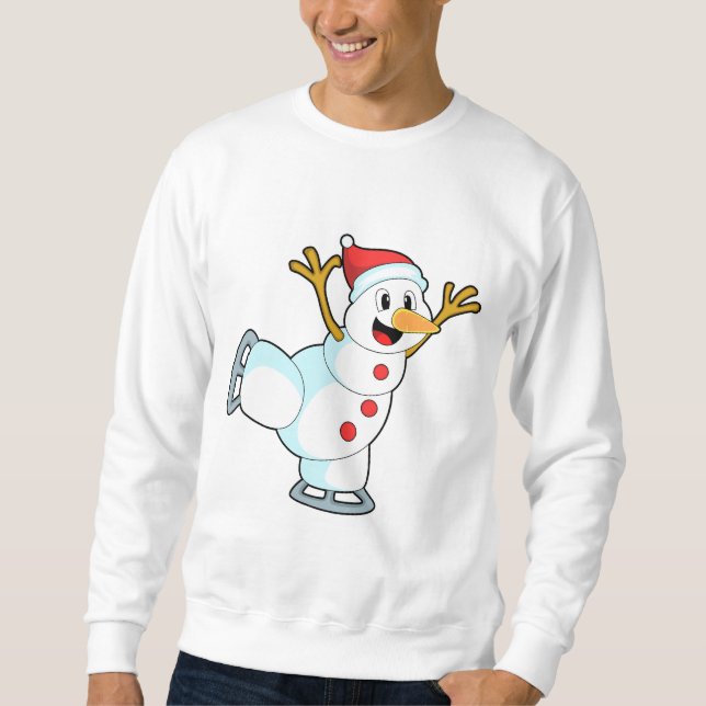 Snowman at Ice Skaten with Ice Skate.PNG Sweatshirt (Vorderseite)