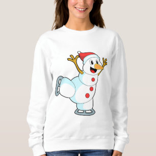 Snowman at Ice Skaten with Ice Skate.PNG Sweatshirt