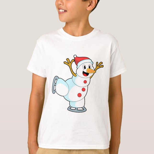 Snowman at Ice Skaten with Ice Skate.PNG T-Shirt (Vorderseite)