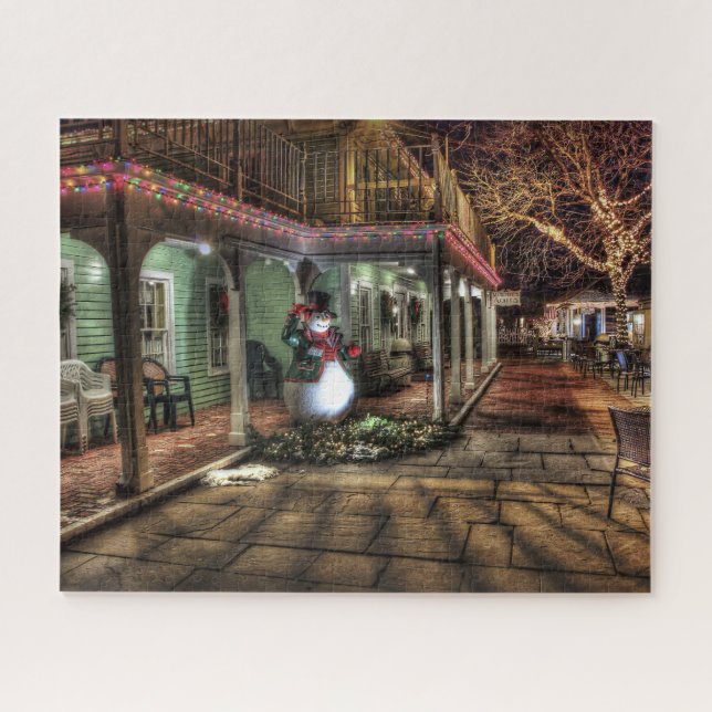 Snowman auf der Veranda im Winter Wunderland (Horizontal)