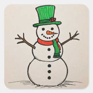 Snowman-Aufkleber Quadratischer Aufkleber