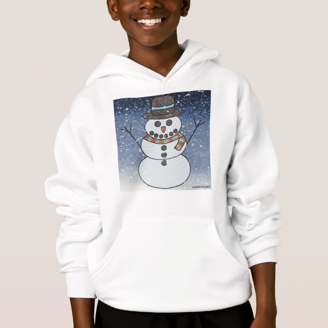 Snowman avec BG (blanc) - Sweat - shirt à capuche  (Devant)