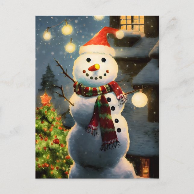 Snowman avec cadeaux carte postale (Devant)