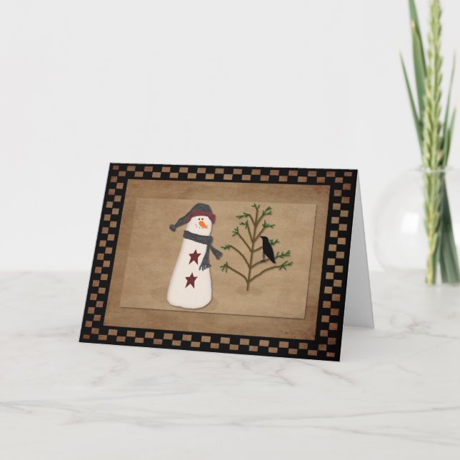 Snowman Avec Carte De Noël Arbre (Devant)