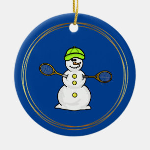 Snowman avec raquettes de tennis Ornement de Noël