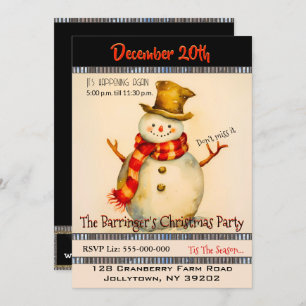 Snowman avec Top Hat Christmas Party Invitation
