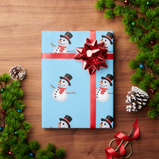 Snowman Baby Blue Gift Wrapping Paper Geschenkpapier