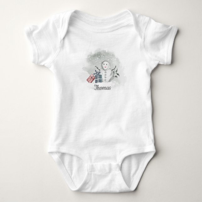 Snowman Baby Bodysuit Strampler (Vorderseite)