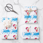Snowman Baby First Christmas Snowflake Geschenkpapier Set<br><div class="desc">Niedliche Snowman Baby's First Christmas Snowflake Wrapping Paper Sheets. Niedlich lächelnder Schneemann mit einer Schneeflocke auf der Nase. Der Hintergrund ist ein blauer Splash. Füge Deinen Namen hinzu.</div>