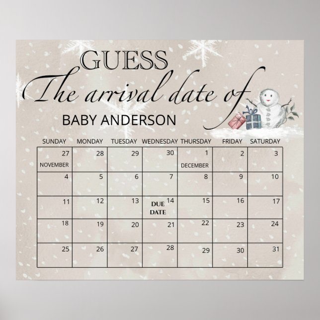 Snowman Baby Shows Ratgeber Fälligkeitszeitplan Poster (Vorne)
