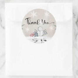 Snowman Babydusche Danke Runder Aufkleber