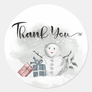 Snowman Babydusche Danke Runder Aufkleber