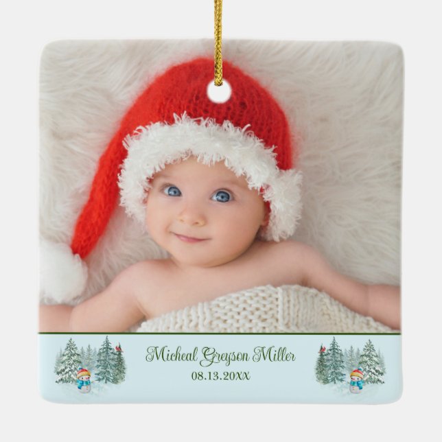 Snowman Baby's 1. Weihnachten Keramikornament (Rückseite)