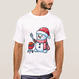 Snowman Barbeque Cartoon T-Shirt
