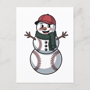 Snowman Baseball Weihnachtsfeier WeihnachtsBasebal Ankündigungspostkarte