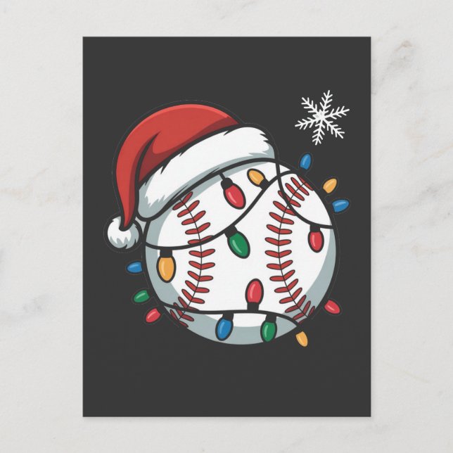 Snowman Baseball Weihnachtsfeier WeihnachtsBasebal Feiertagspostkarte (Vorderseite)