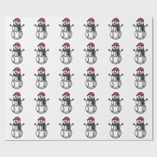 Snowman Baseball Weihnachtsfeier WeihnachtsBasebal Geschenkpapier (Flach)