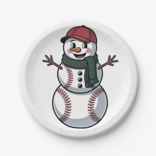 Snowman Baseball Weihnachtsfeier WeihnachtsBasebal Pappteller