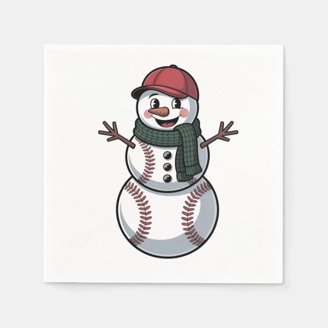 Snowman Baseball Weihnachtsfeier WeihnachtsBasebal Serviette (Vorderseite)