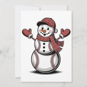 Snowman Baseball Weihnachtssportliebhaber Einladung