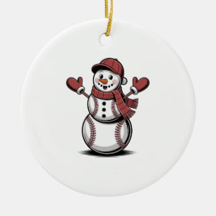 Snowman Baseball Weihnachtssportliebhaber Keramik Ornament