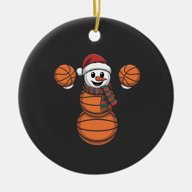 Snowman Basketbal Weihnachtsfeiertag Weihnachtsfei Keramik Ornament (Vorne)