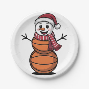 Snowman Basketball Weihnachtsliebhaber Pappteller
