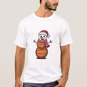 Snowman Basketball Weihnachtsliebhaber T-Shirt