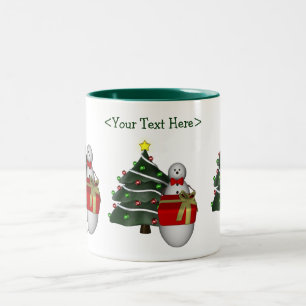 Snowman-Baum-personalisierte Zweifarbige Tasse