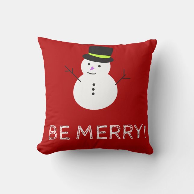 Snowman Be Joyeux Coussin de Noël (Recto)