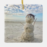 Snowman Beach Florida Vacation Holiday Christmas Keramikornament<br><div class="desc">I found this cute little guy on the beach and couldn't resist capturing him. Wishing you the warmest greetings from Florida and that this snowman,  er,  shellman,  makes you smile!</div>