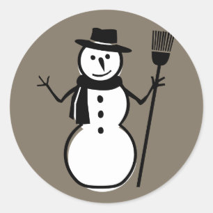 Snowman, Bernie Taupe Runder Aufkleber