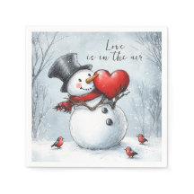 Snowman bietet Liebe mit einem großen Herz
