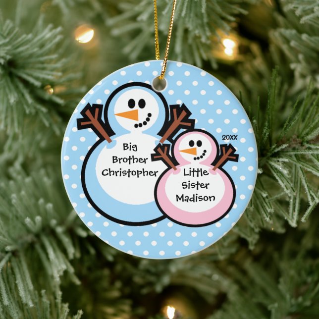 Snowman Big Brother & Lil Sis Ornement de Noël (Arbre)