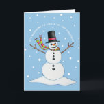 Snowman (blauer Hintergrund) Postage Feiertagskarte<br><div class="desc">Reproduktion der Originalwerke durch Mabolen (farbiger Bleistift)</div>