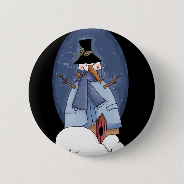 Snowman Blue Tshirts und Geschenke Button (Vorderseite)