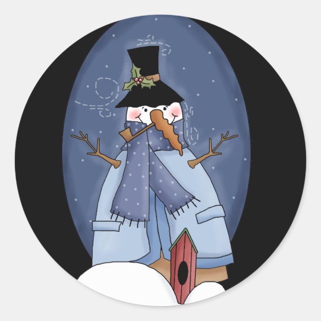 Snowman Blue Tshirts und Geschenke Runder Aufkleber (Vorderseite)