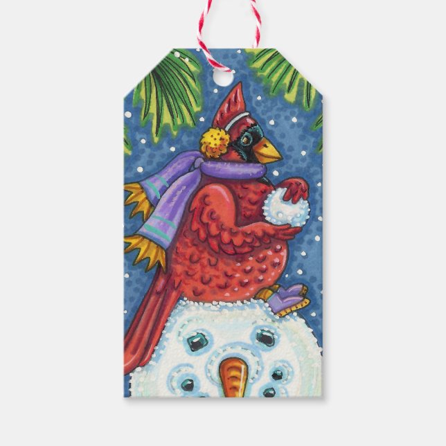 SNOWMAN BODYGUARD, CHRISTMAS KARDINAL REDBIRD GESCHENKANHÄNGER (Vorderseite)