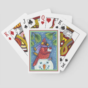 SNOWMAN BODYGUARD, CHRISTMAS KARDINAL REDBIRD SPIELKARTEN