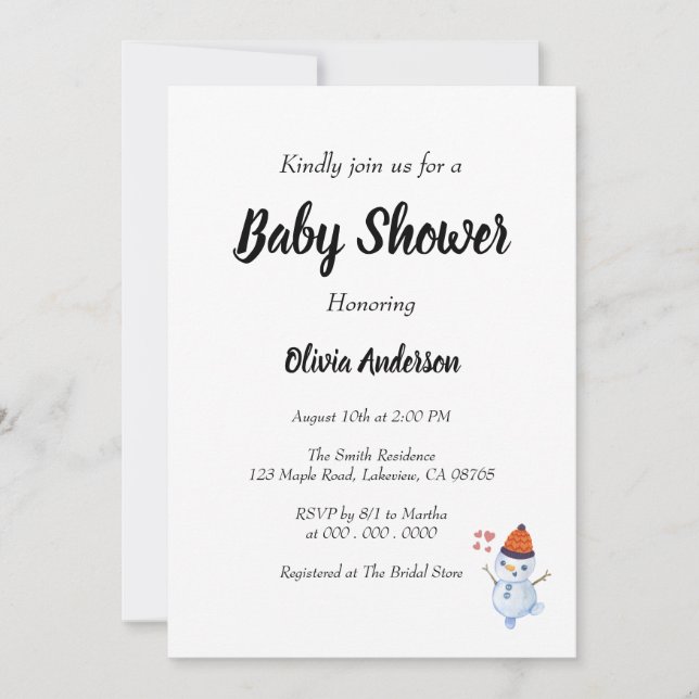 Snowman Boho Baby Shower Einladung (Vorderseite)