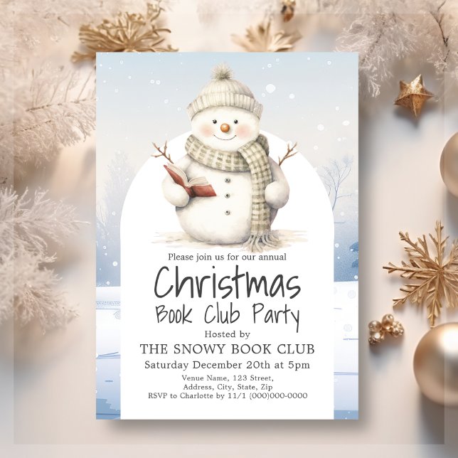 Snowman Book Club Weihnachts-Party Einladung (Von Creator hochgeladen)