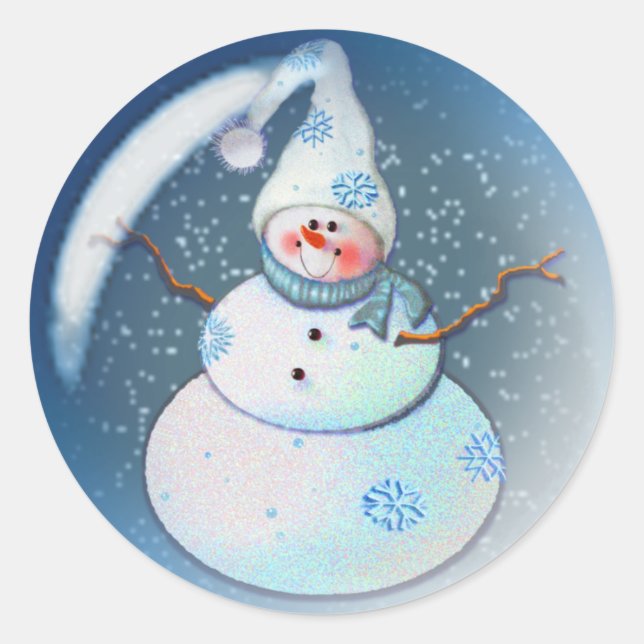SNOWMAN BUBBLE 4 von SHARON SHARPE Runder Aufkleber (Vorderseite)