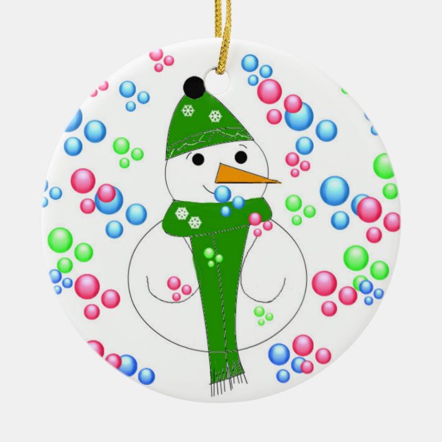 Snowman Bubble Mania Keramikornament (Vorne)
