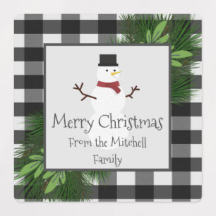 Snowman Buffalo Kariert Baking Labels Etiketten