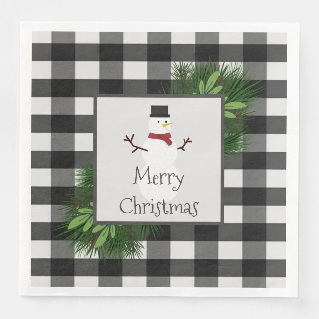 Snowman Buffalo Kariert Paper Napkin Serviette (Vorderseite)